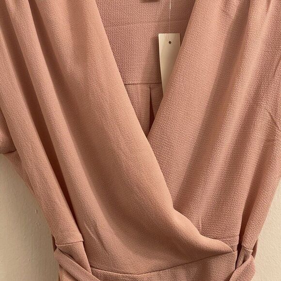 Monteau Womens Surplice Blouse Pink Tied V Neckline Barbie Core Size Small NWT - Picture 7 of 12